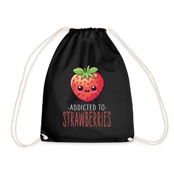 Fraise Kawaii - Sac de sport léger - noir - Devant