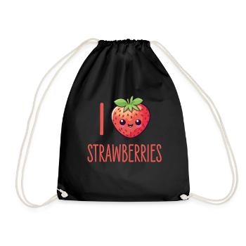 Fraise Kawaii - Sac de sport léger - noir - Devant