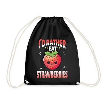 Fraises Kawaii - Sac de sport léger - noir - Devant