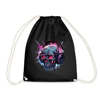 Skull Skull Kopfhörer Totenschädel Modern - Turnbeutel - Schwarz - Vorne