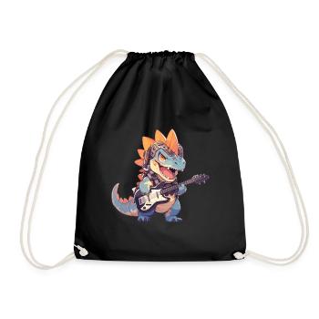 Dino Baby Dinosaur Rock And Roll Dino Guitar - Drawstring Bag - black - Front