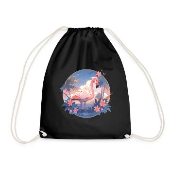 Flamants roses Flamants roses Flamants roses Palmiers de vacances - Sac de sport léger - noir - Devant