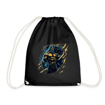 Zeus God of thunder and lightning holding a lightn - Drawstring Bag - black - Front