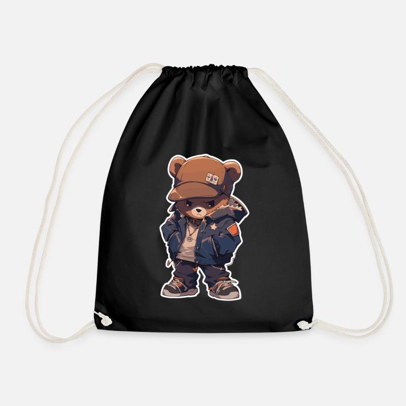 Bear Brown Bear Bear Bear Head Bear Baby - Drawstring Bag - black