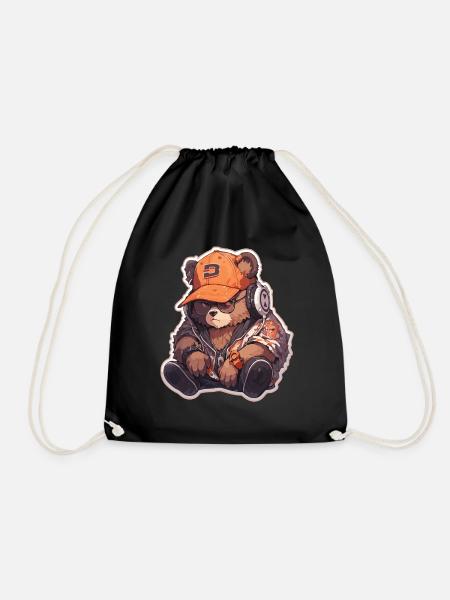Bear Bears Hipster Bear Bears Brown Bear - Drawstring Bag - black