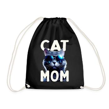 Cat Mom, Cats, Mom Cat, Mother's Day, Cat - Drawstring Bag - black - Front