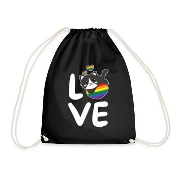 Regenbogen Flag Pride LGBTQ süßer Katze Love - Turnbeutel - Schwarz - Vorne