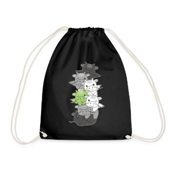 Agender Flag Pride LGBTQ Cute Dragon Stack - Drawstring Bag - black - Front