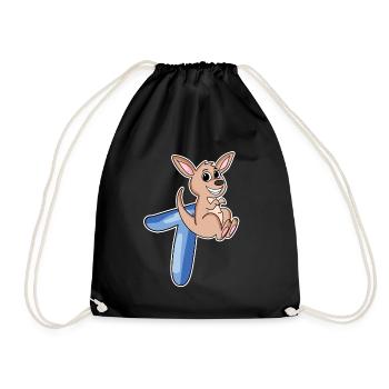 7th Birthday Motif Kangaroo - Seven Years - Drawstring Bag - black - Front