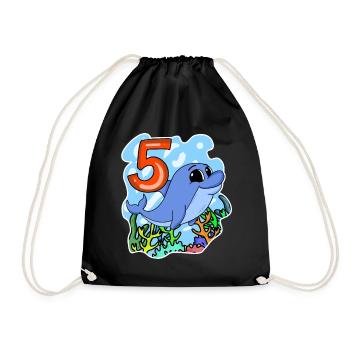 5ème anniversaire Motif Dolphin - cinq ans - Sac de sport léger - noir - Devant