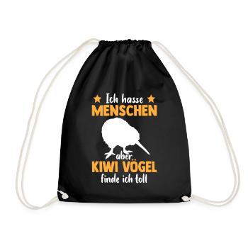 Kiwi Vogel finde ich toll Neuseeländischer Kiwi - Turnbeutel - Schwarz - Vorne