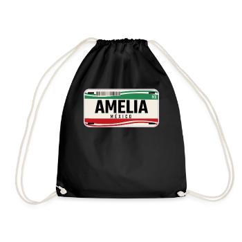 Amelia Personalisierte mexikanische Fahrzeugkennzeichen mit Namen - Turnbeutel - Schwarz - Vorne
