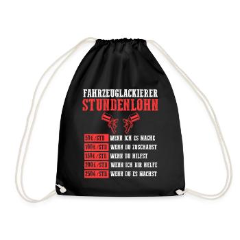 Lackierer Autolackierer Stundenlohn Fahrzeuglackie - Turnbeutel - Schwarz - Vorne