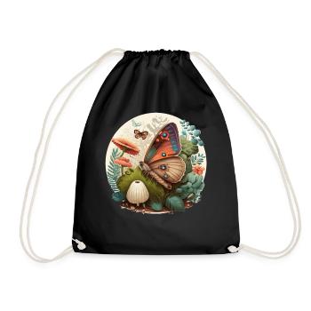 Cottagecore Butterfly Mushroom Plants Botanic Herb - Sac de sport léger - noir - Devant