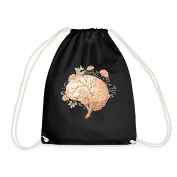 Spring Flower Neurologist Floral Brain Neuroscienc - Drawstring Bag - black - Front