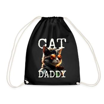 Cat Daddy Cats Father Cat Dad Dad Father's Day Cat - Drawstring Bag - black - Front