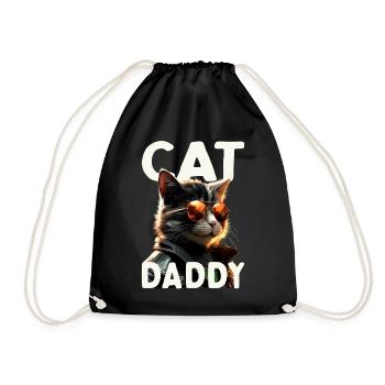Cat Daddy Cats Father Cat Dad Dad Father's Day Cat - Drawstring Bag - black - Front