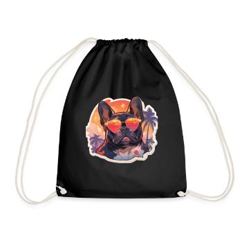 Vacances à la plage de bouledogue français - Sac de sport léger - noir - Devant