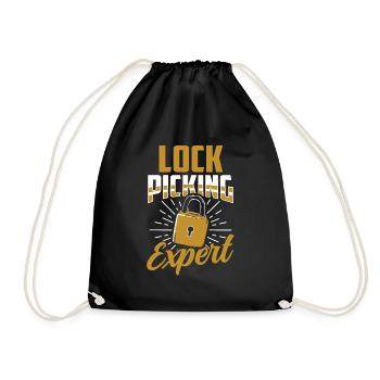 Lockpicking Experte Knacken Schloss Lock Picking - Turnbeutel - Schwarz - Vorne