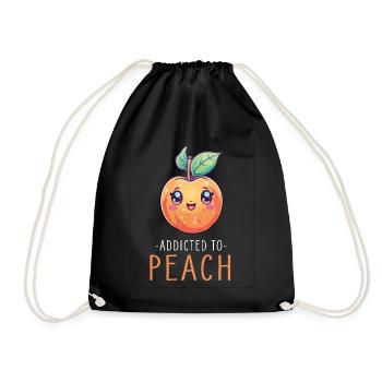 Peach Kawaii - Drawstring Bag - black - Front