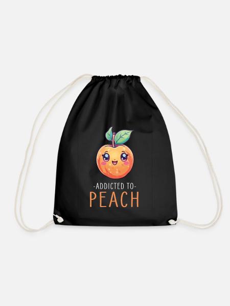 Pfirsich Kawaii - Turnbeutel - Schwarz