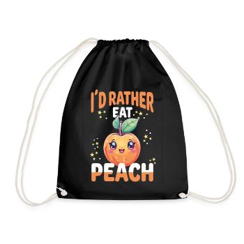 Peach Kawaii - Drawstring Bag - black - Front