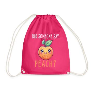 Peach Kawaii - Drawstring Bag - fuchsia - Front
