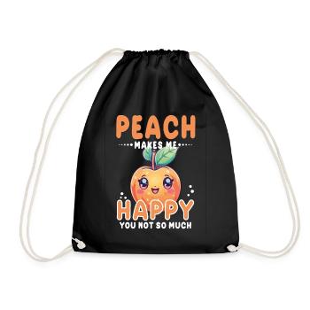 Peach Kawaii - Drawstring Bag - black - Front