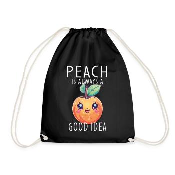 Peach Kawaii - Drawstring Bag - black - Front