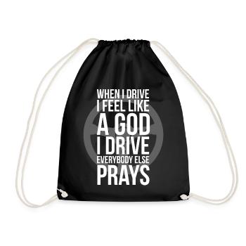 Dieu Conducteur Drôle de slogan Excès de vitesse Conduite rapide - Sac de sport léger - noir - Devant