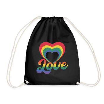 Love Rainbow Heart - Drawstring Bag - black - Front