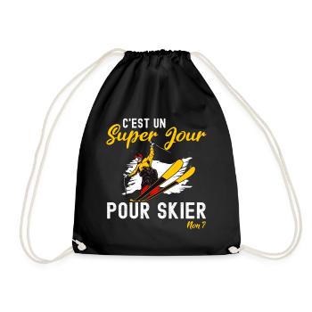 Super Jour pour Skier Cadeau Ski Humour Skieur Fun - Sac de sport léger - noir - Devant