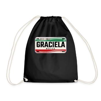Graciela Personalized Mexican Vehicle plates w - Drawstring Bag - black - Front
