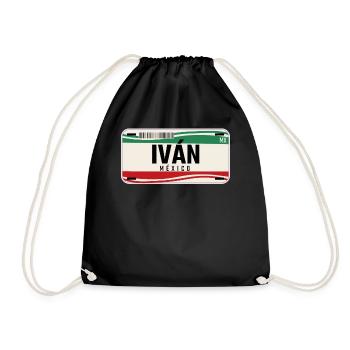 Ivan Personalisierte mexikanische Fahrzeugkennzeichen mit Namen - Turnbeutel - Schwarz - Vorne