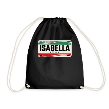 Isabella Personalized Mexican Vehicle plates w - Drawstring Bag - black - Front