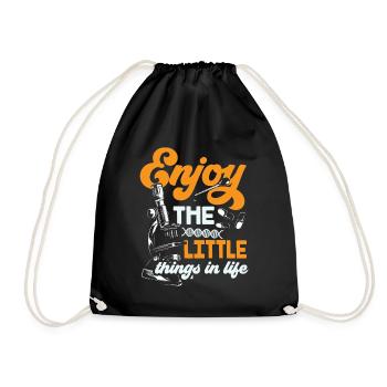 Enjoy the little things in life Microscope - Drawstring Bag - black - Front