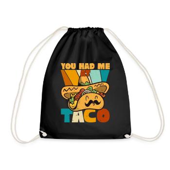 Taco Somberero Mexikanisch Mexiko Latino - Turnbeutel - Schwarz - Vorne