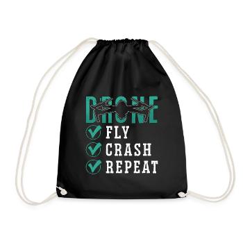 Drone Racing Fly Crash Repeat Fpv Race Quadcopter - Drawstring Bag - black - Front