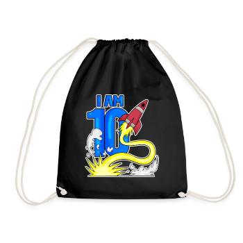 10 Birthday Boy Astronaut Rocket - Dix ans - Sac de sport léger - noir - Devant