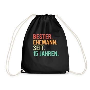 15 Hochzeitstag Geschenk Ehejahre - Turnbeutel - Schwarz - Vorne