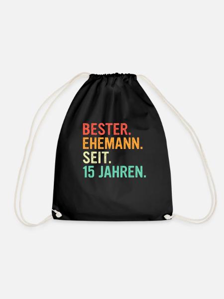15 Hochzeitstag Geschenk Ehejahre - Turnbeutel - Schwarz