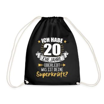 20 Hochzeitstag Geschenk Ehejahre - Turnbeutel - Schwarz - Vorne