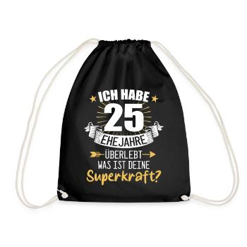 25 Hochzeitstag Geschenk Ehejahre - Turnbeutel - Schwarz - Vorne
