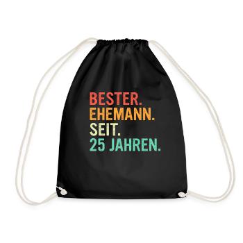 25 Hochzeitstag Geschenk Ehejahre - Turnbeutel - Schwarz - Vorne