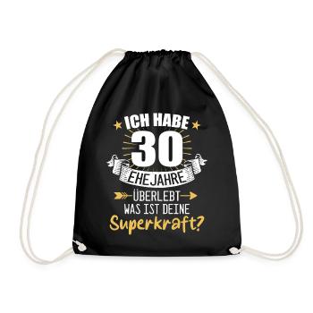 30 Hochzeitstag Geschenk Ehejahre - Turnbeutel - Schwarz - Vorne