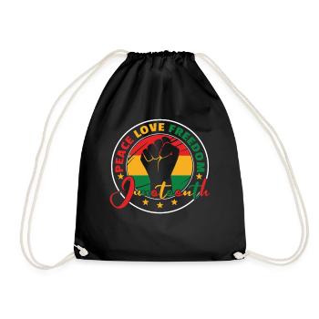 Juneteenth Peace Love Black Freedom 1865 - Drawstring Bag - black - Front