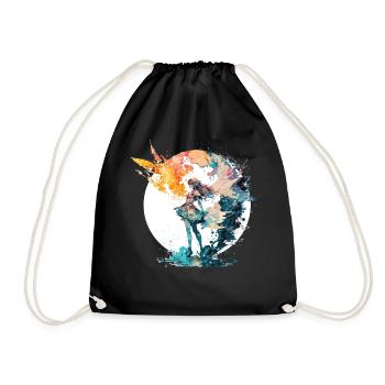 Watercolor Fairy Art Fairycore Grunge Pastel Goth - Drawstring Bag - black - Front