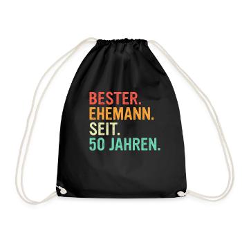 50 Hochzeitstag Geschenk Ehejahre - Turnbeutel - Schwarz - Vorne