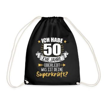 50 Hochzeitstag Geschenk Ehejahre - Turnbeutel - Schwarz - Vorne