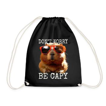 Capybara Dont Worry Be Capy Capybara Rodent - Drawstring Bag - black - Front